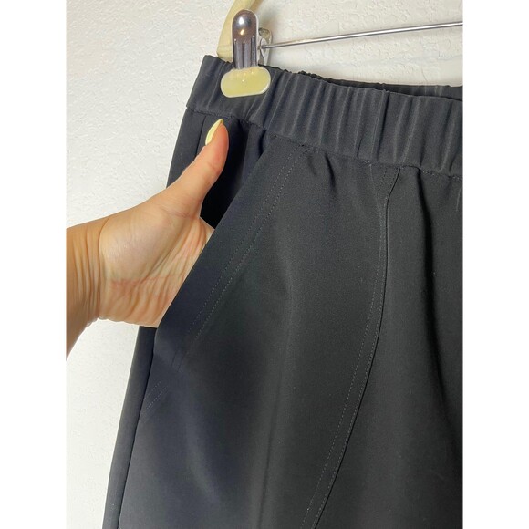 St John Pants Womens Large Black Pull On Cropped wide Leg Pocket Stretch - Picture 2 of 10